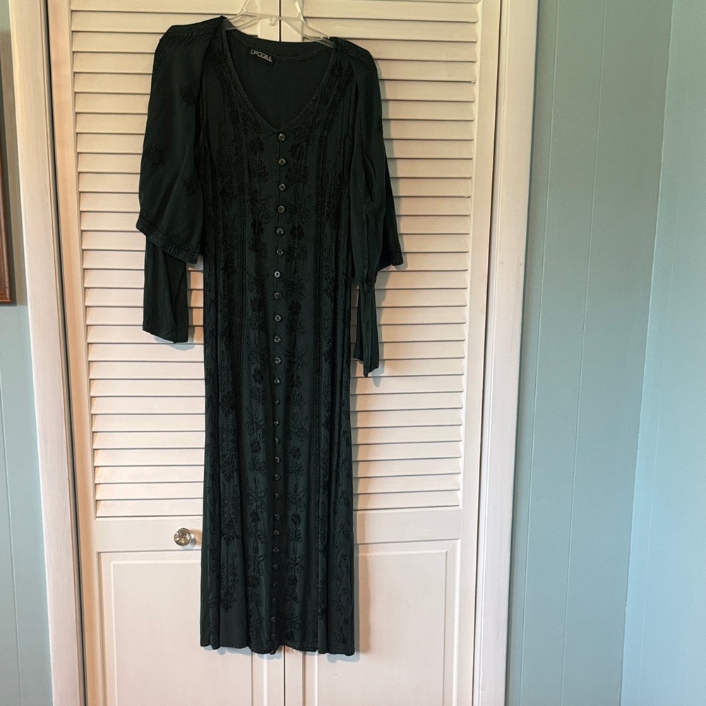 Dark Green sleeveless Long Dress with Jacket